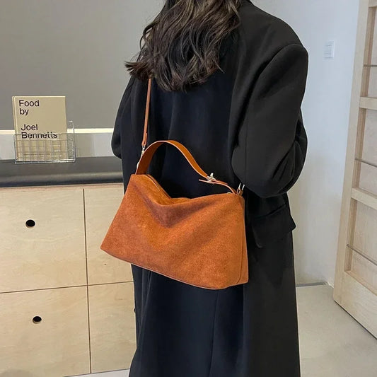 The Hazel — Suede Hobo Shoulder Bag